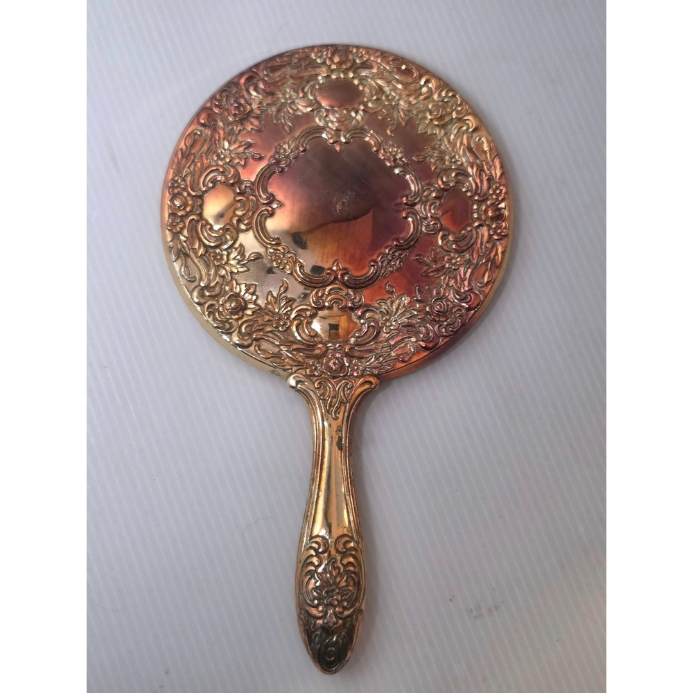 Towle Hand Mirror Silver Fair Rose Pattern Floral Vanity Antique 1900s Rare